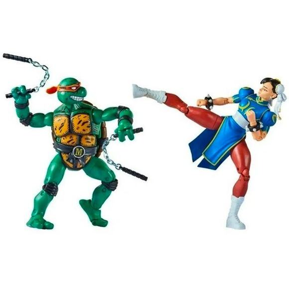 TMNT Ninja Turtles Street Fighter Michelangelo Vs Chun Li 2 Pack Action Figures - Picture 6 of 6